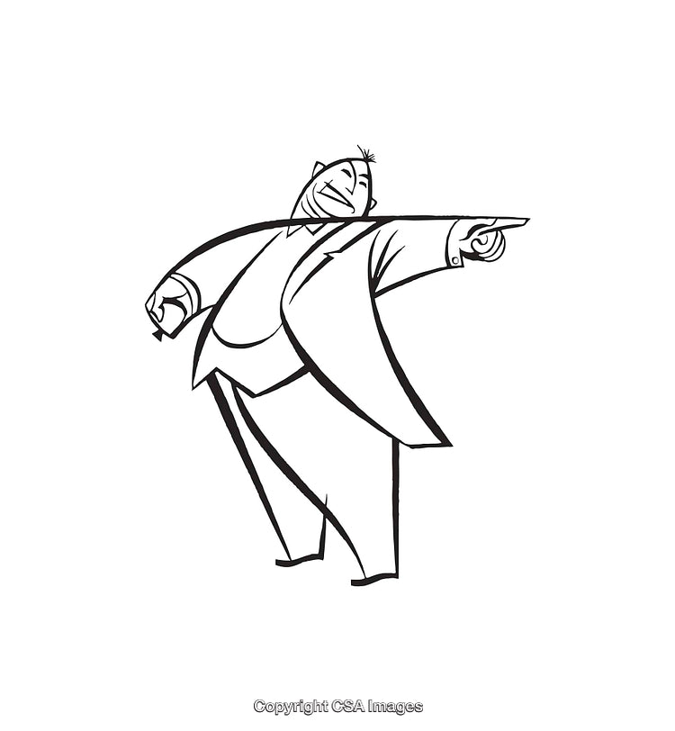 Charming Character in Dynamic Pose, Pointing Forward in Line Art Style