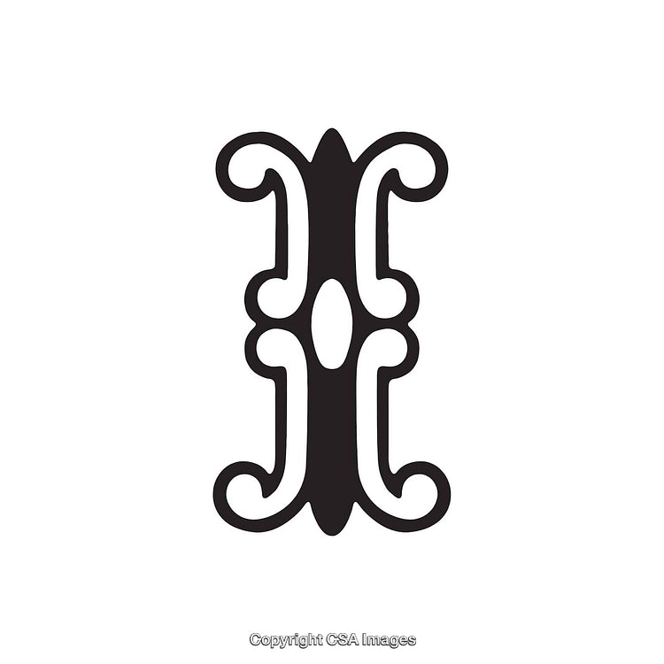Stylized Ornate Black Letter 'I' on White Background