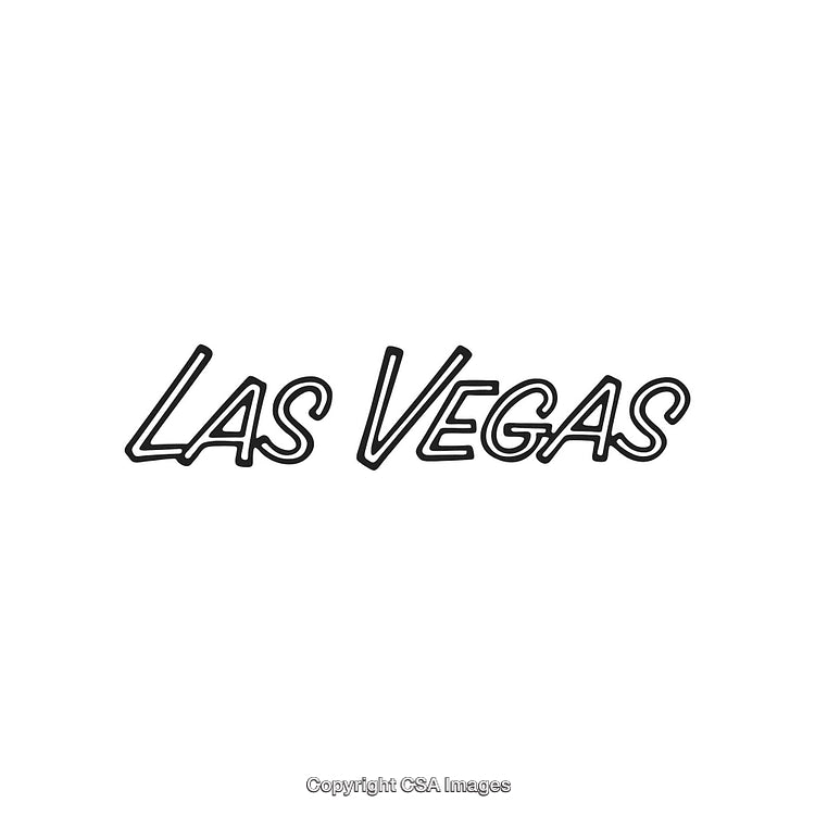 Las Vegas Text Design in Bold Line Art Style on White Background