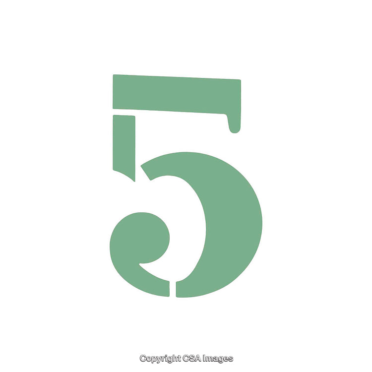 Stylish Green Number Five on Clean White Background