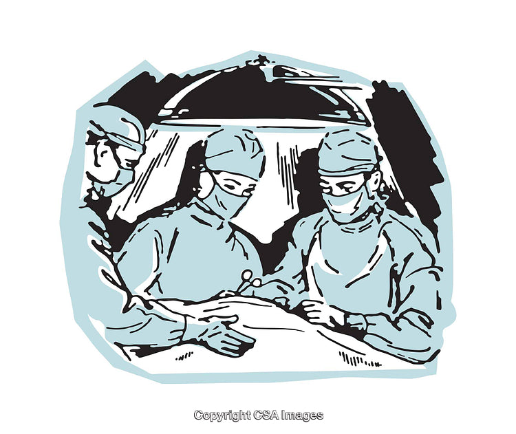 Illustration of Surgeons Performing Surgery in an Operating Room