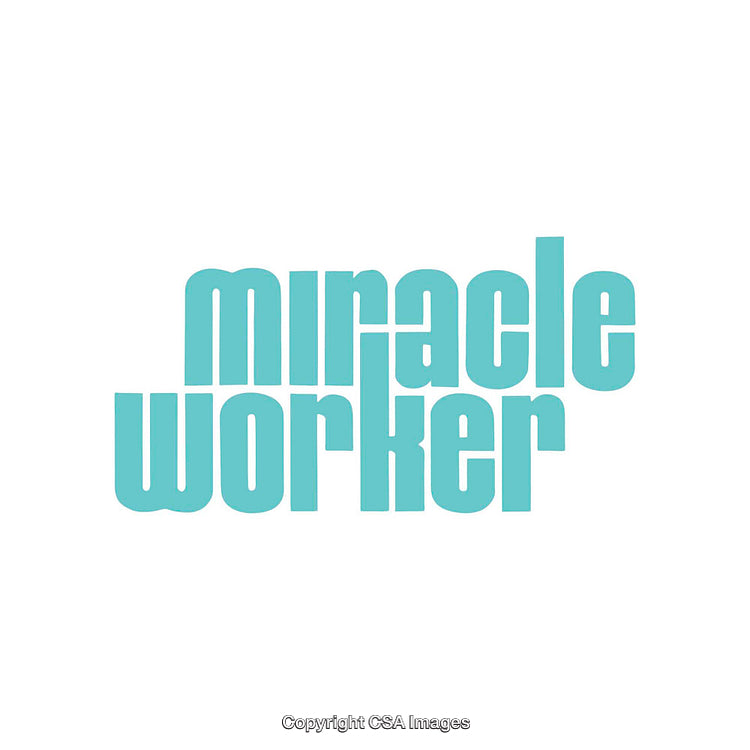 Blue Text Design Featuring 'Miracle Worker' Phrase in Bold Letters