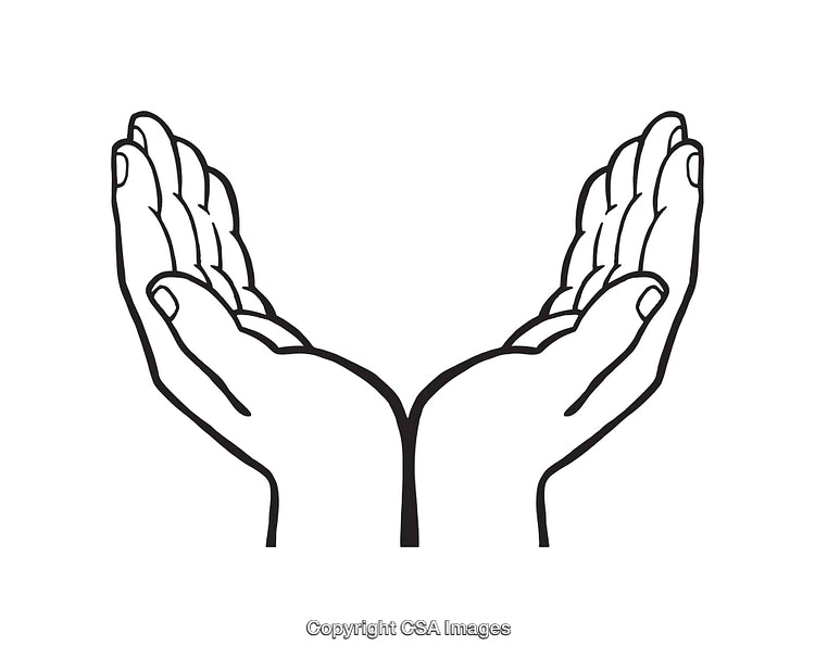 Line Art Illustration of Open Hands in a Symmetrical Gesture
