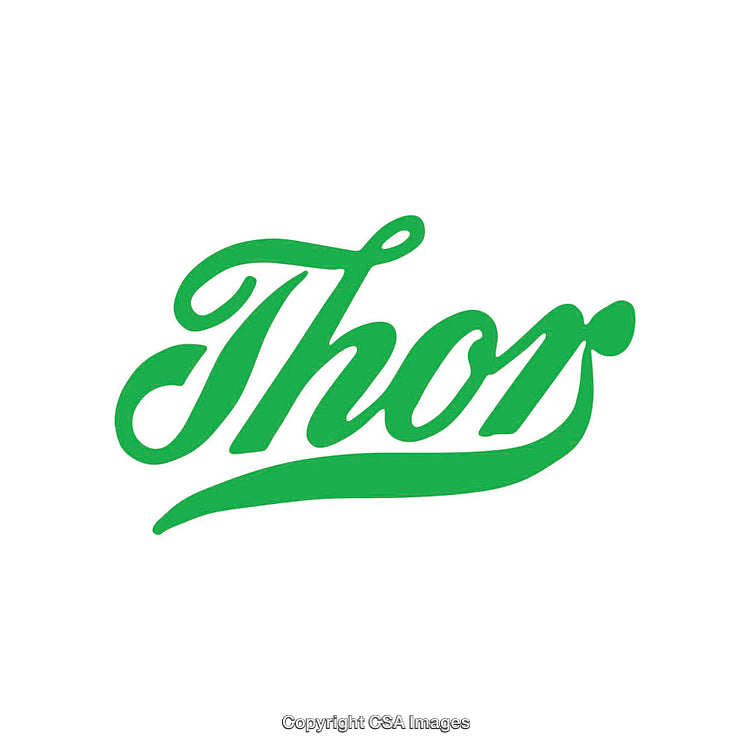 Stylized Green Typography Wordmark Featuring 'Thor' on a White Background