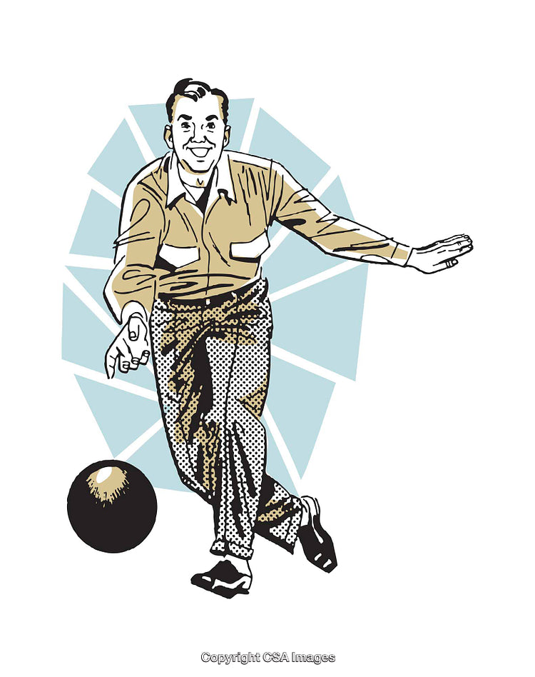 Retro Illustration of a Man Bowling with Vintage Styling