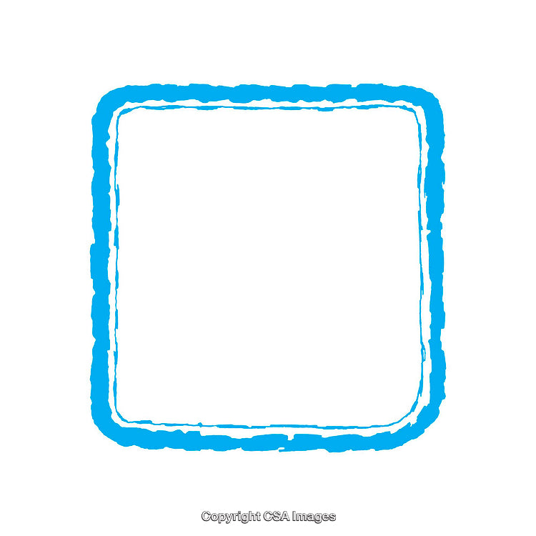 Blue Hand-Drawn Square Frame on White Background for Design and Decoration