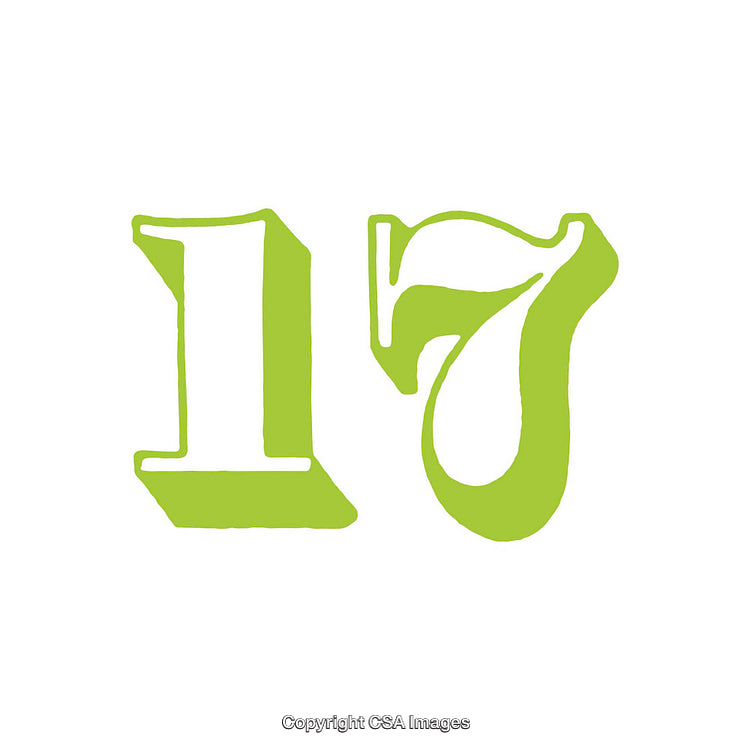 Vivid Green Stylized Number Seventeen Illustration on White Background