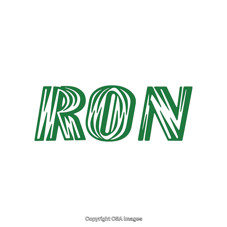 Bold Green Typography Featuring the Word 'Iron' With an Abstract Design