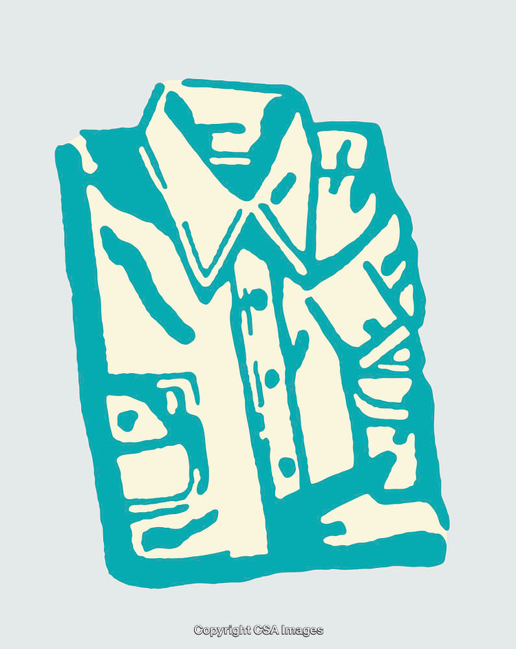 Minimalist Line Art Illustration of a Shirt in Teal and Beige Tones