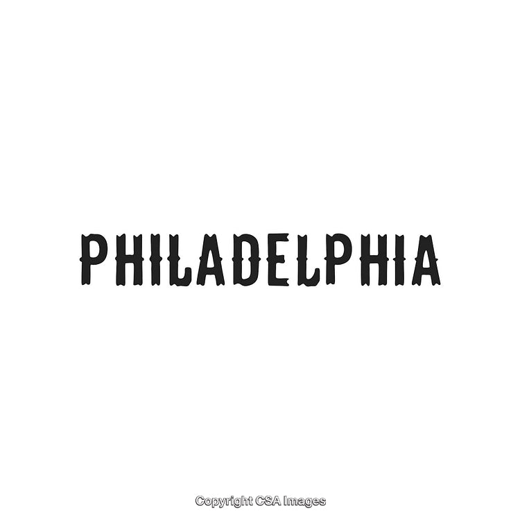 Philadelphia Typography Design Featuring Bold Vintage-Style Black Lettering on White Background