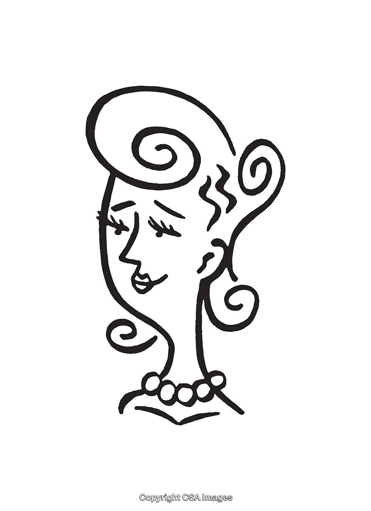 Elegant Black and White Line Art Portrait of a Woman