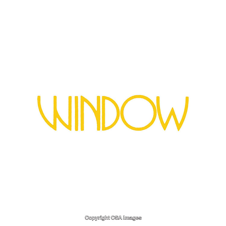 Yellow Typography Representing the Word 'Window' on White Background