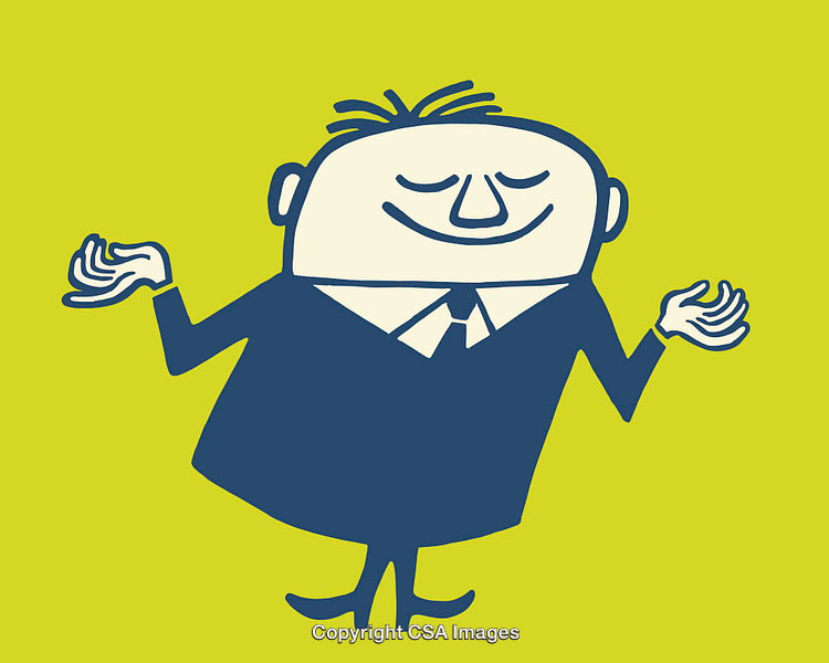 Illustration of Happy Businessman in a Relaxed Pose on Green Background