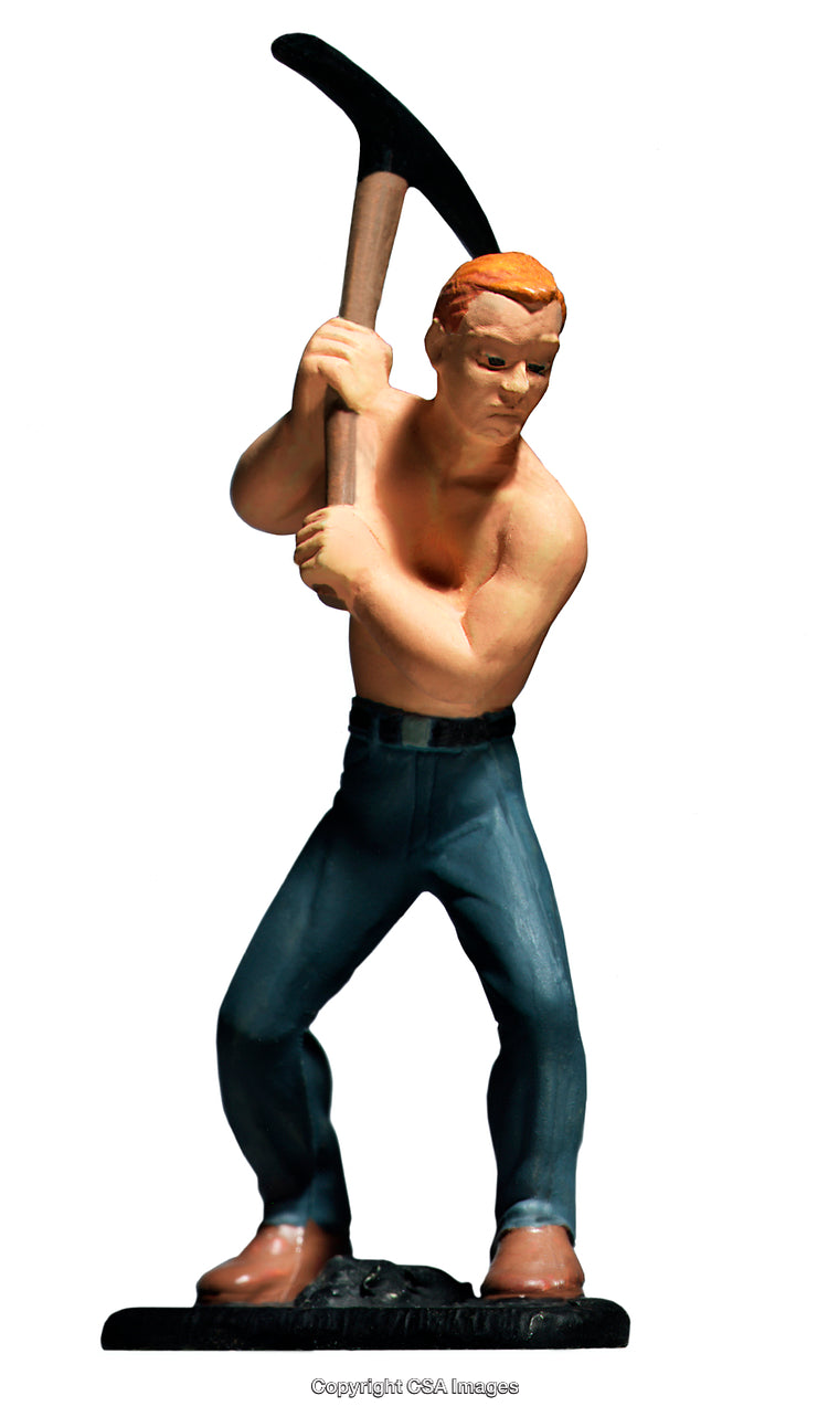 Detailed Plastic Figure of a Worker Holding a Pickaxe in Action Pose