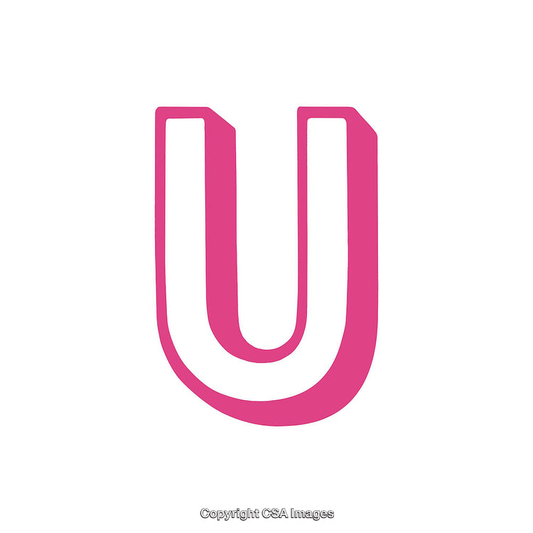 Bold Pink Letter U with White Background, Appealing and Modern Design