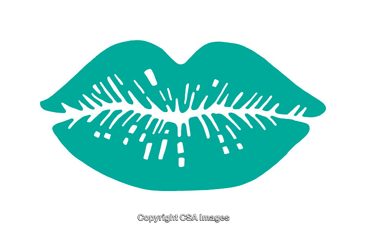 Simple Green Lips Icon with a Minimalist Line Art Style