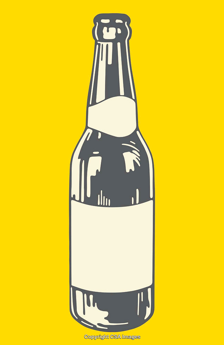 Illustration of a Yellow Background With a Stylized Bottle Drawing