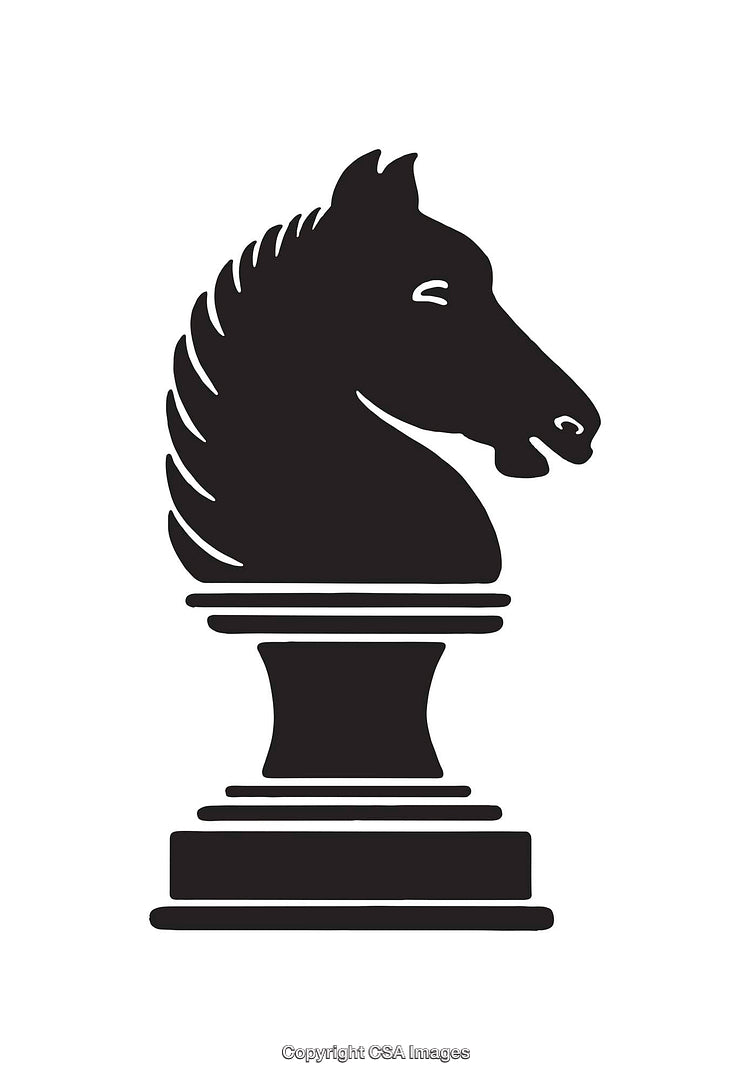 Black and White Silhouette of a Chess Knight Piece