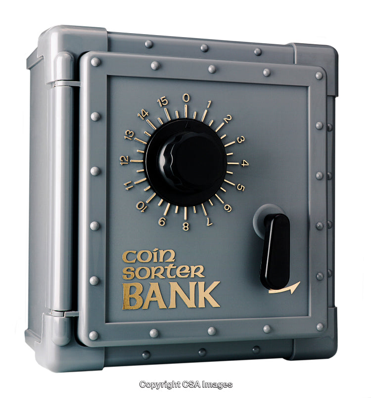 Plastic Coin Sorter Bank with Dial and Handle Mechanisms for Savings Play