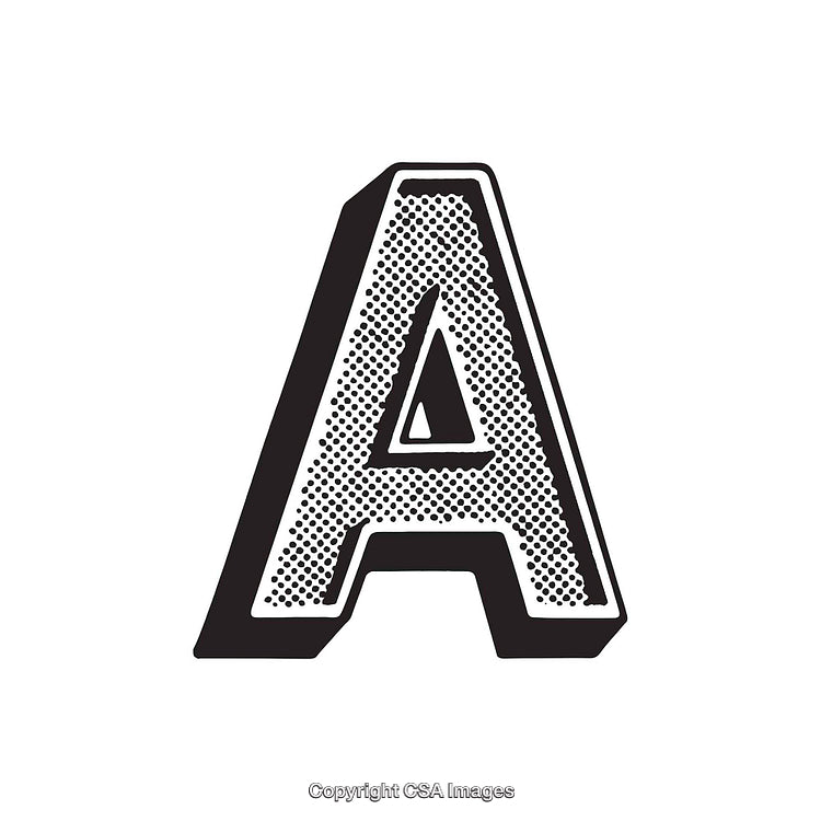 Stylized Letter A with Halftone Pattern Design on White Background
