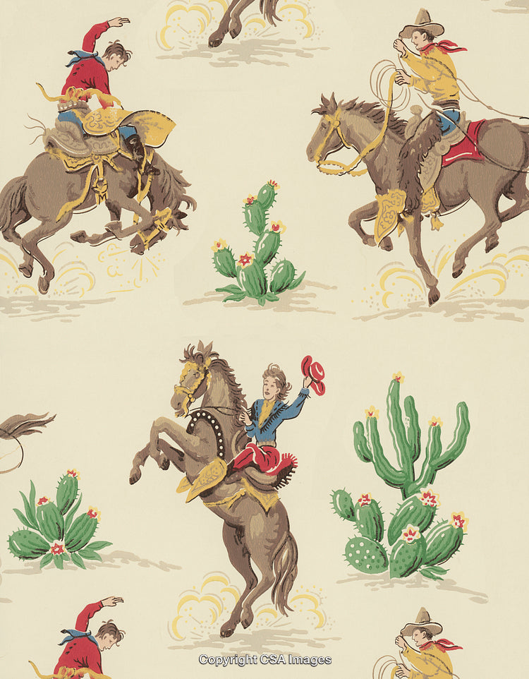 Western Cowboys Showcasing Horsemanship Amid Desert Landscape and Cactus Plants