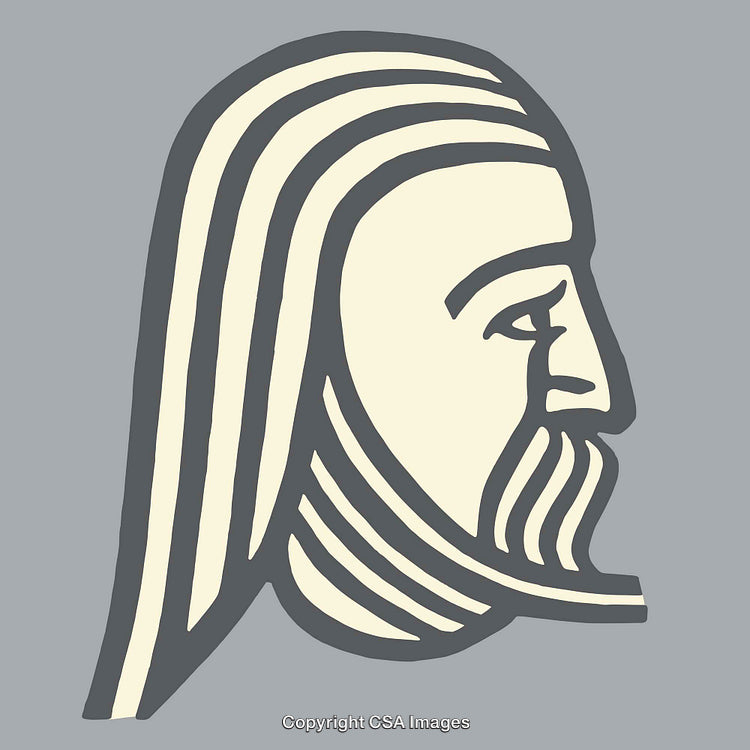 Monochrome Line Art Illustration of a Profile with Beard and Long Hair