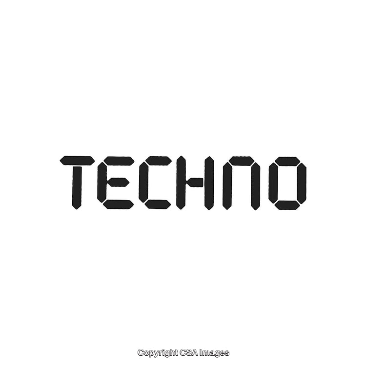 Digital Techno Logo Display With Minimalist Black Font on White Background