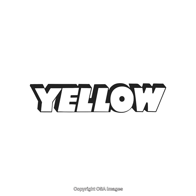 Bold Pop Art Style Text Depicting the Word Yellow in Block Font