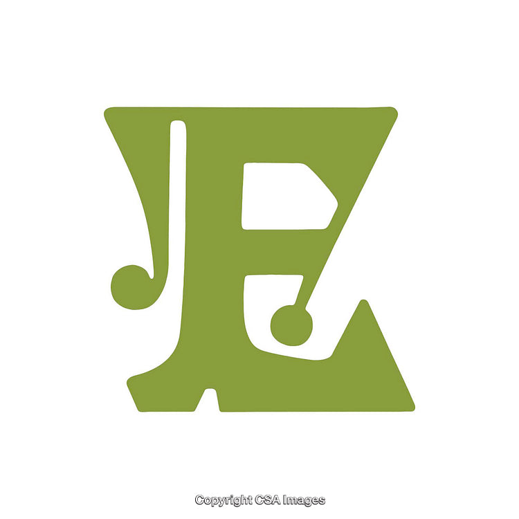 Artistic Representation of the Letter E in Green Decorative Style