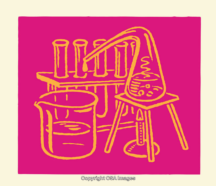 Colorful Line Art Illustration of Laboratory Apparatus and Science Equipment