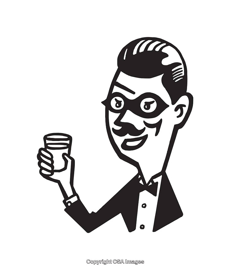 Elegant Line Art Illustration of a Man Holding a Drink