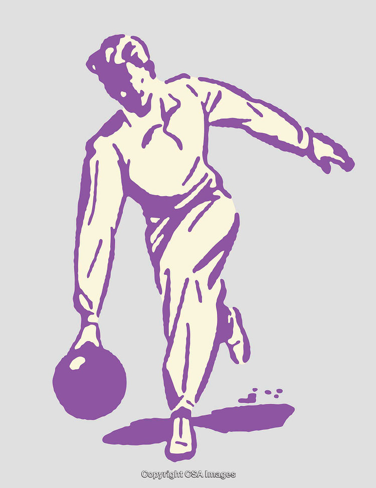 Colorful Line Art Illustration of a Person Bowling with Graceful Motion