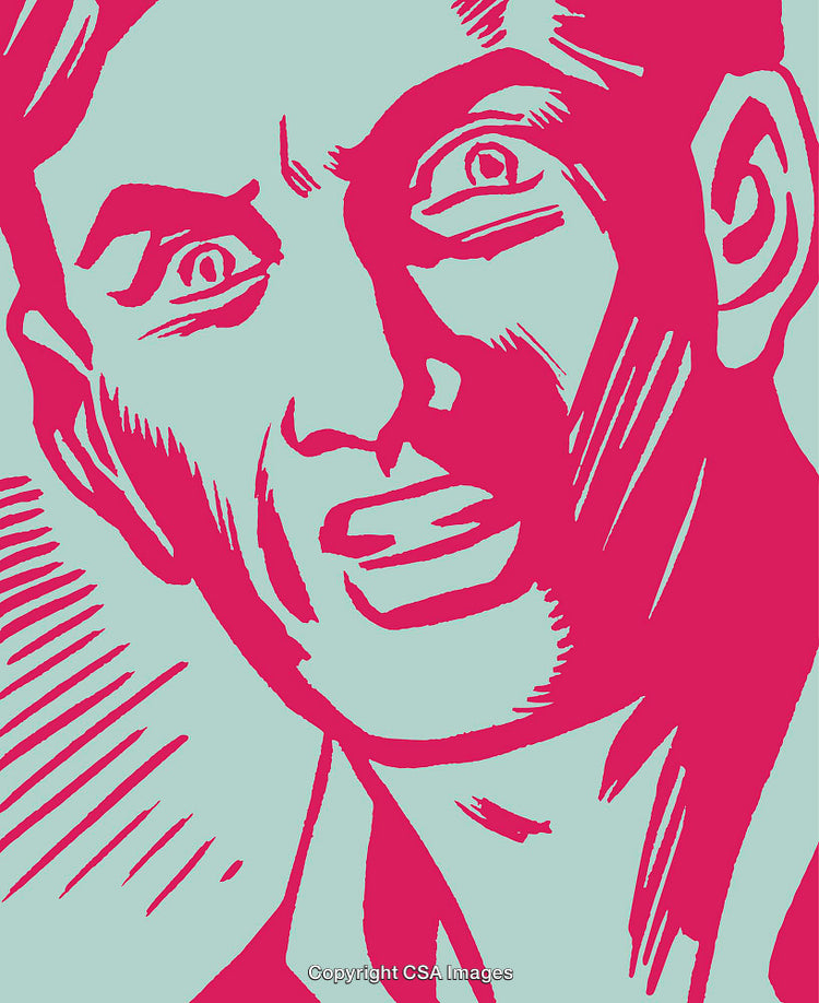 Graphic Design Illustration of Surprised Face in Bold Colorful Style