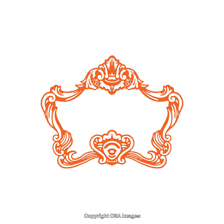 Elegant Vintage Frame with Ornamental Orange Design on White Background