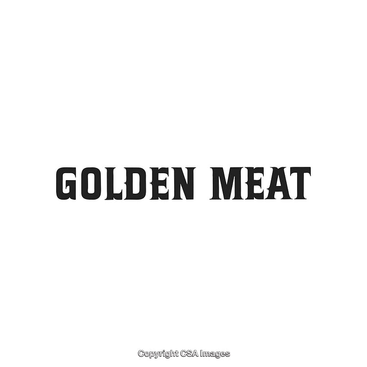 Elegant Typography Featuring Black Text Reading Golden Meat on White Background