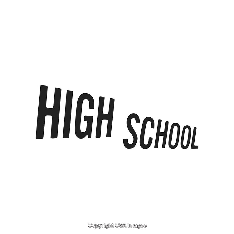 Stylized High School Text Graphic Design With Black Letters and White Background