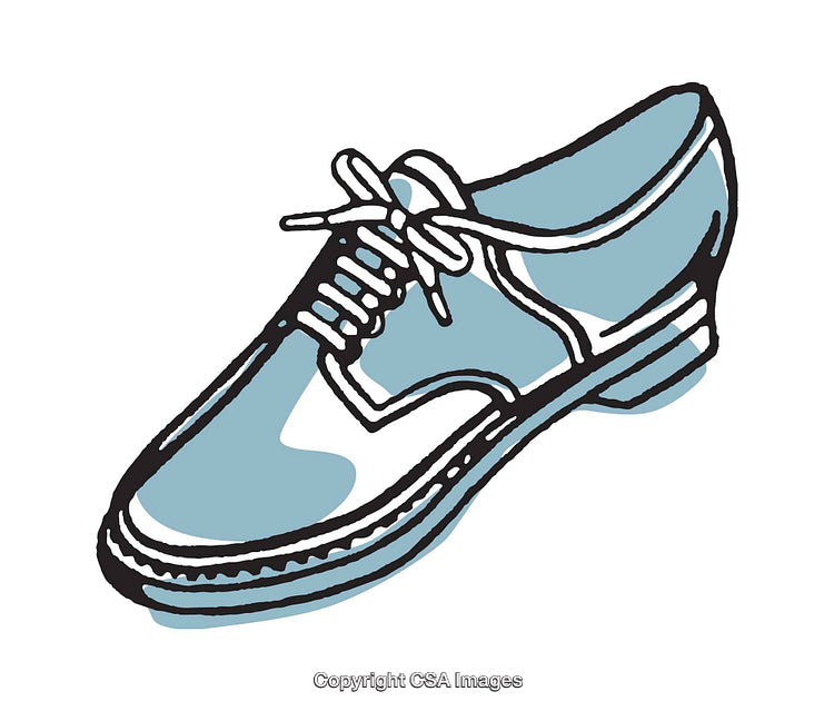 Stylized Illustration of a Classic Blue Shoe with Laces on White Background