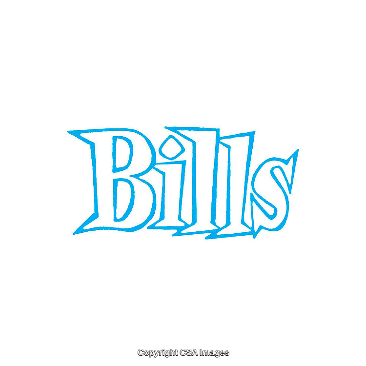Blue Stylized Typography Featuring the Word 'Bills' on a White Background