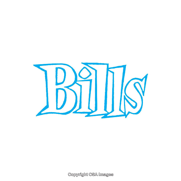 Blue Stylized Typography Featuring the Word 'Bills' on a White Background