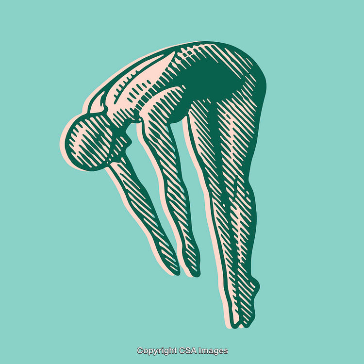 Artistic Line Art Human Figure in a Stretching Pose on Pastel Background