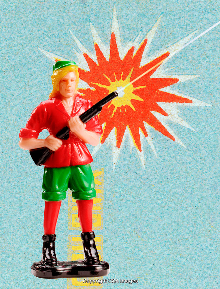 Colorful Plastic Toy Figure With Vibrant Explosion Background