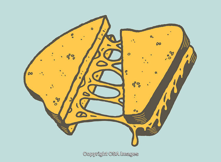 Grilled Cheese Sandwich Illustration with Melting Cheese and Golden Bread