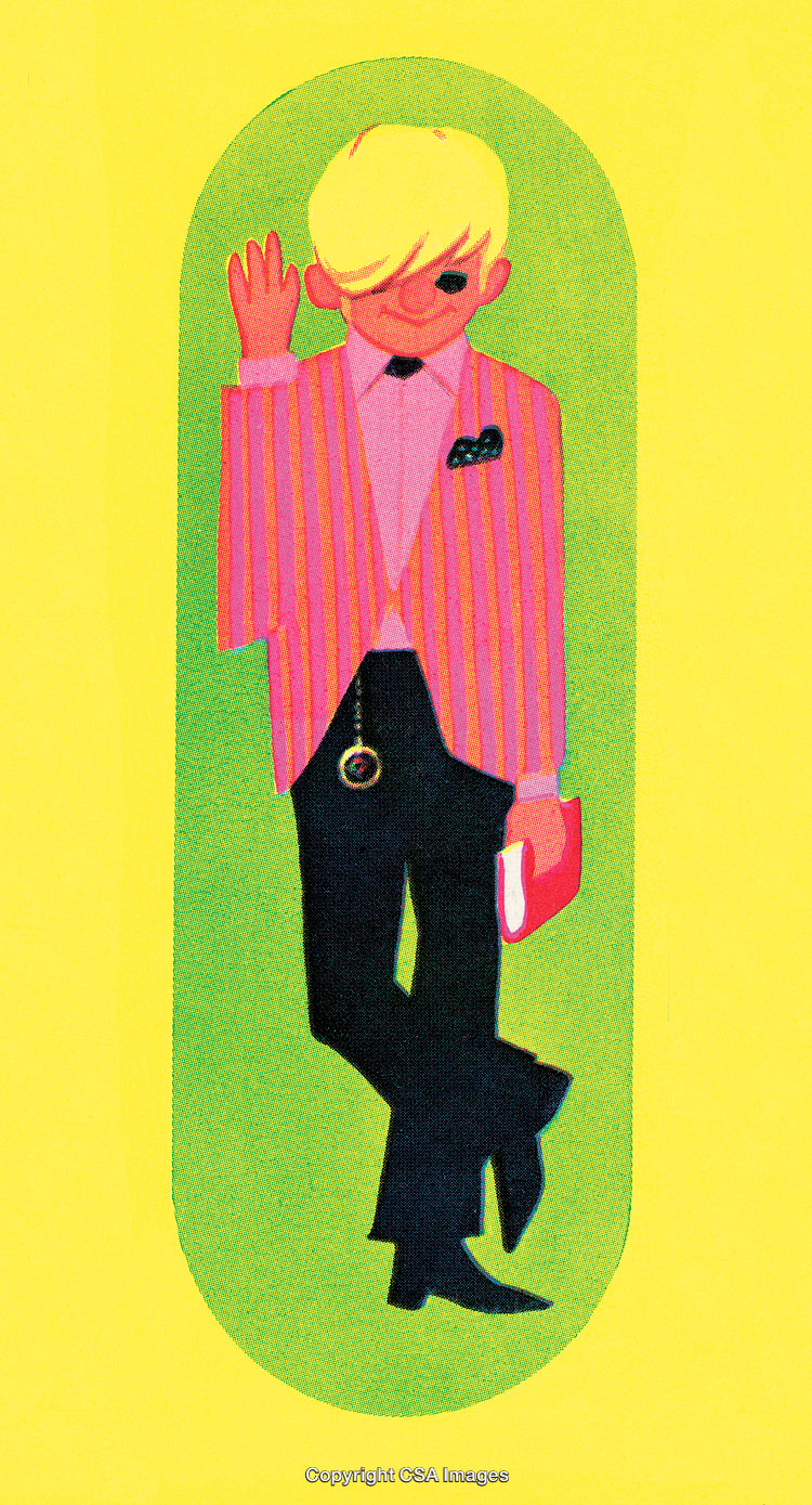 Stylized Illustration of a Trendy Individual Holding a Book in Vibrant Colors