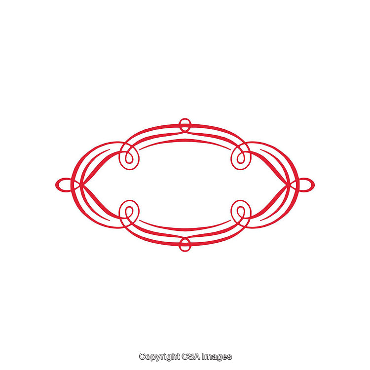 Elegant Red Ornamental Line Art Decoration on a Clean White Background