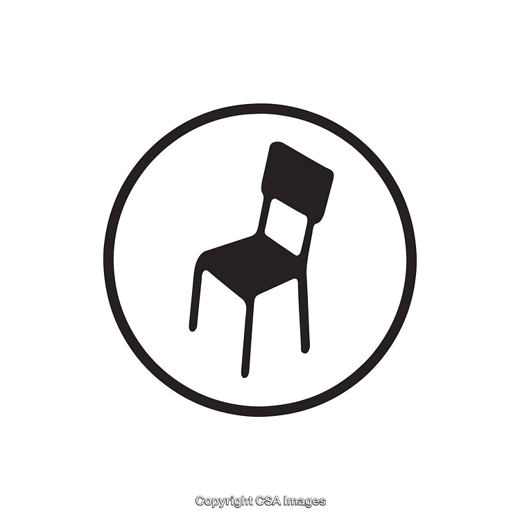Minimalist Black and White Chair Icon in Circular Frame