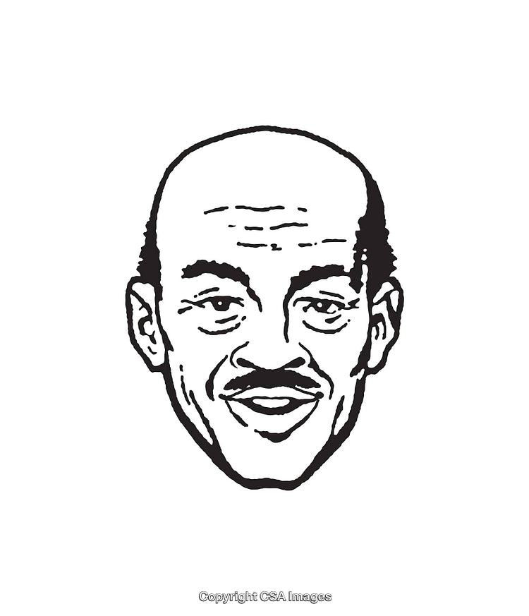 Black and White Line Art Portrait Illustration of Smiling Person