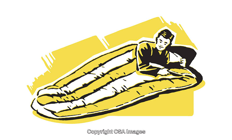Illustration of a Person Relaxing in a Yellow Sleeping Bag