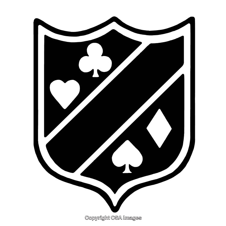 Black and White Playing Cards Symbols Shield Icon Design