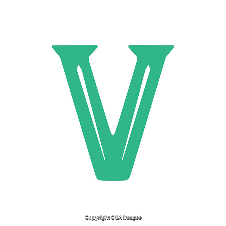 Bold Green Letter V on a Clean White Background