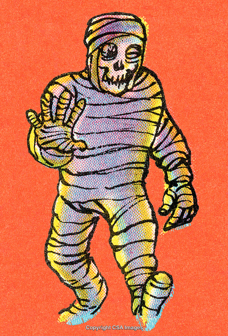 Retro Comic Throwback of a Colorful Halloween Mummy Illustration